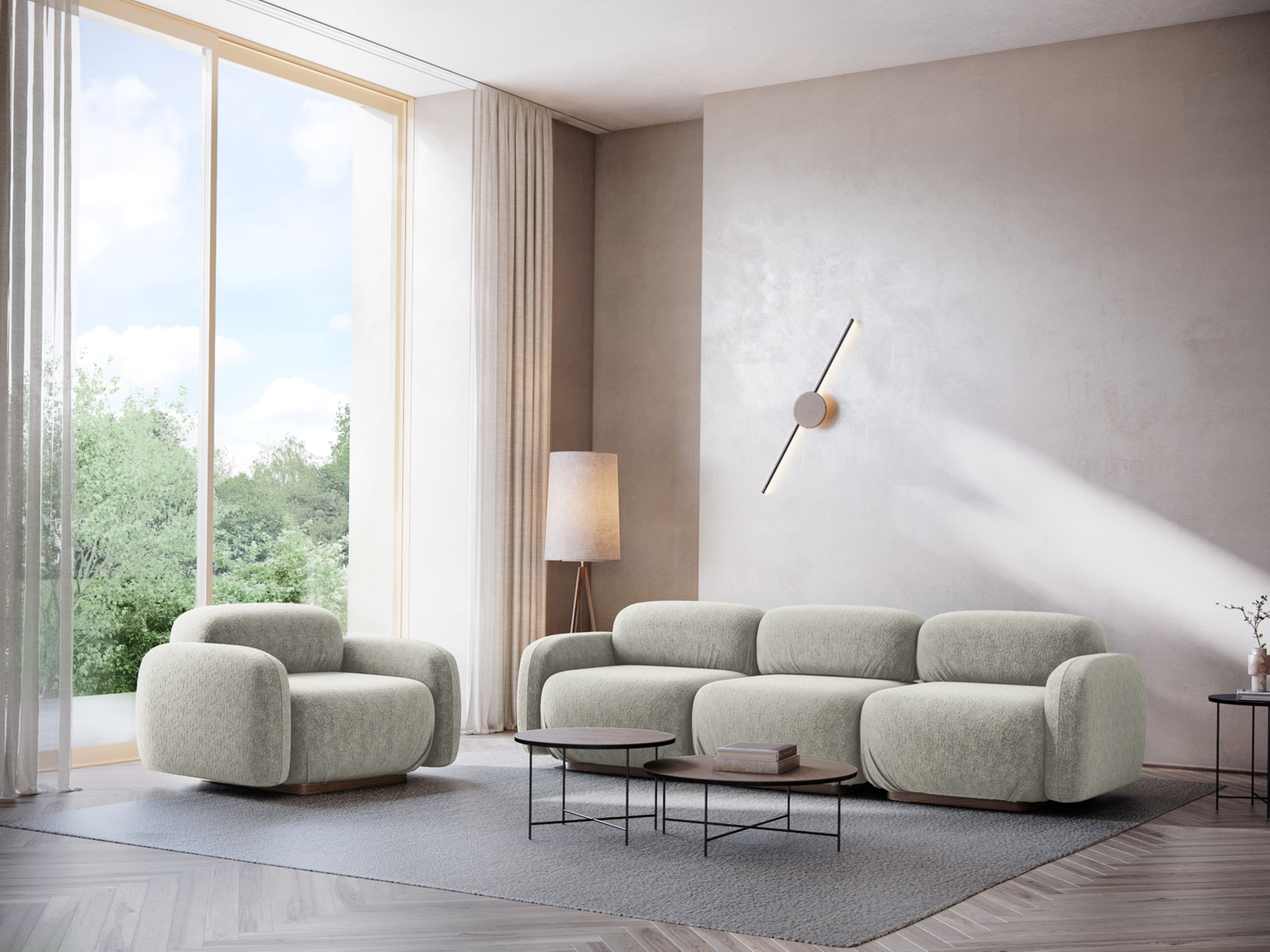 Sofa modułowa 3-osobowa AILANI srebrny boucle