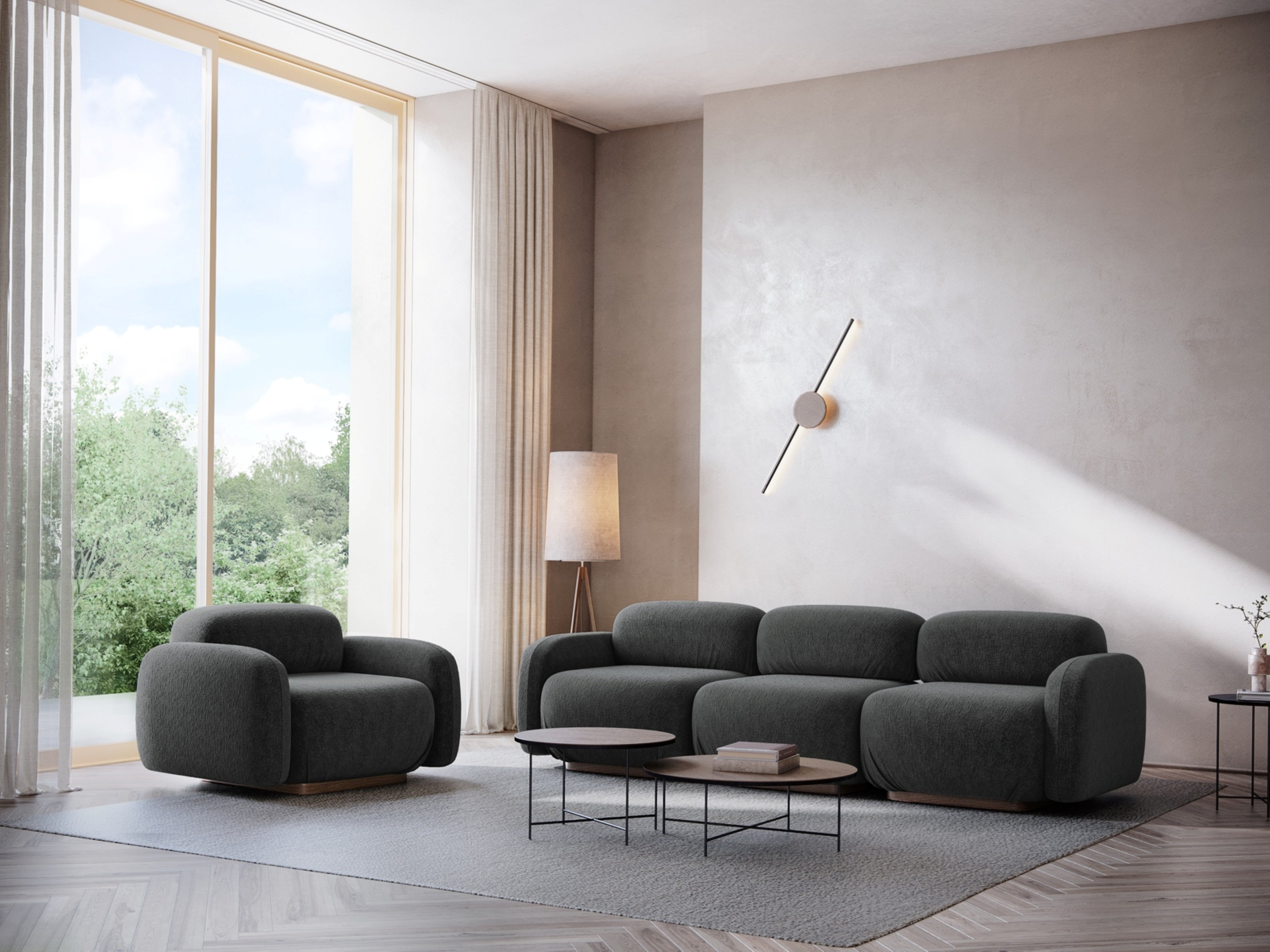 Sofa modułowa 3-osobowa AILANI szary boucle