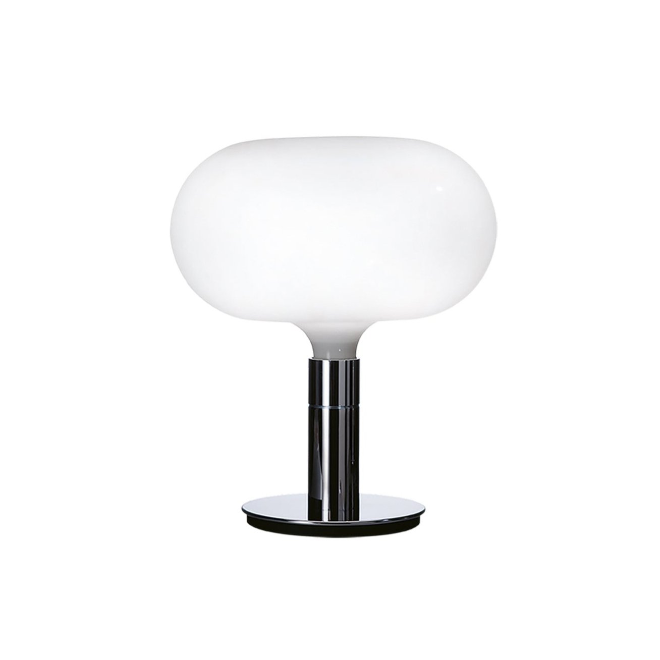 Am1n Tischlampe Chrom mit weißem Glas