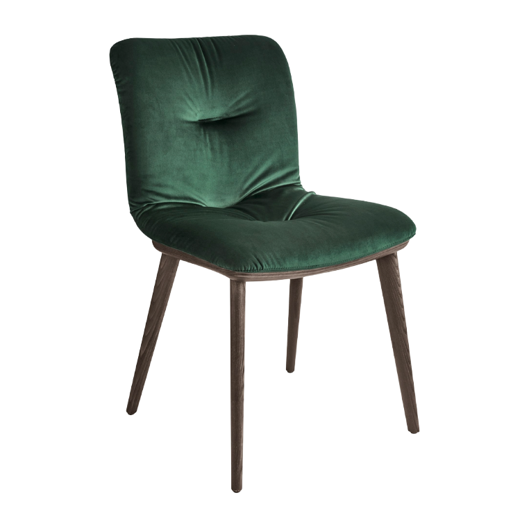 Sessel ANNIE SOFT gepolstert mit dunklem Holzgestell