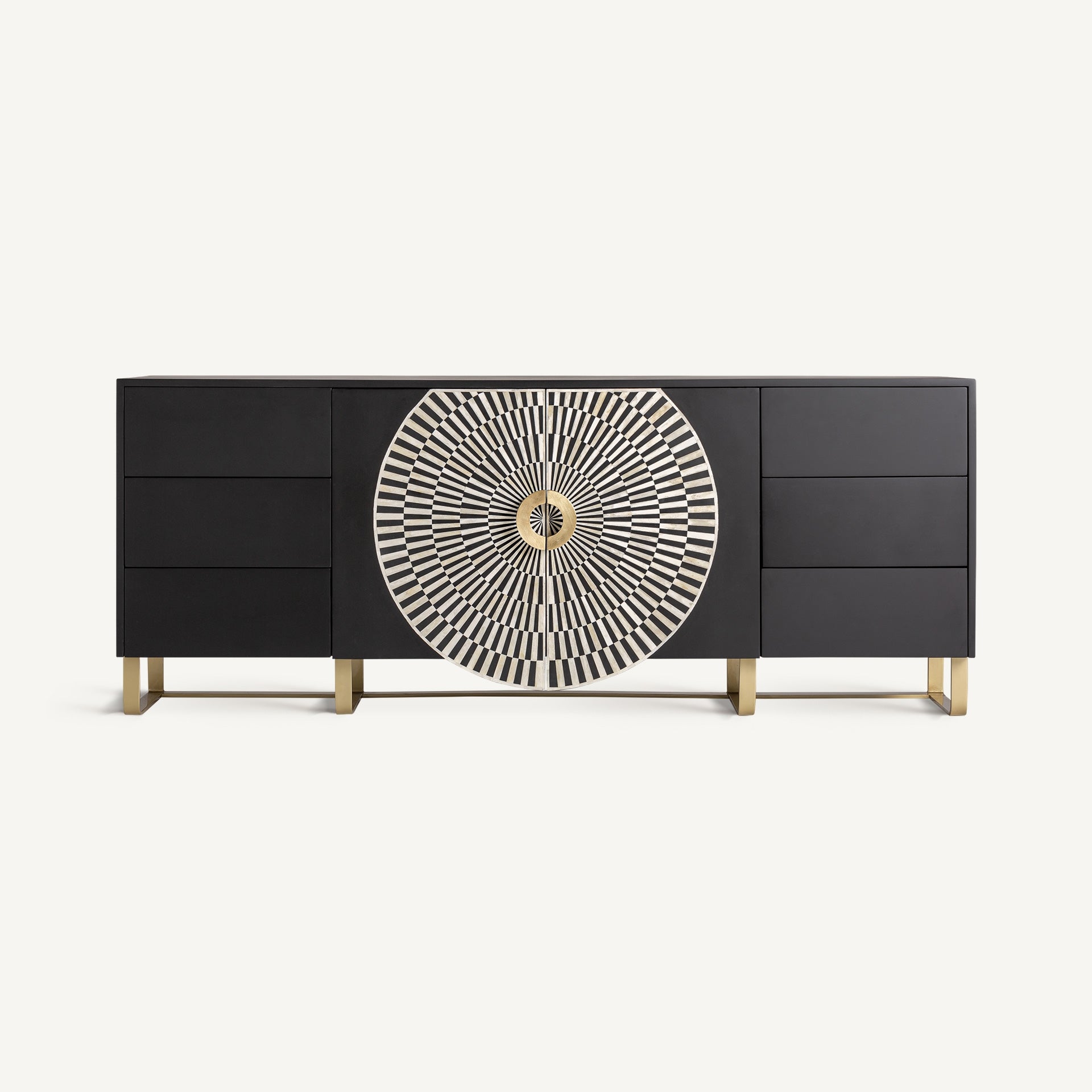 GATSBY Chest of Drawers in Black with White and Gold Finish