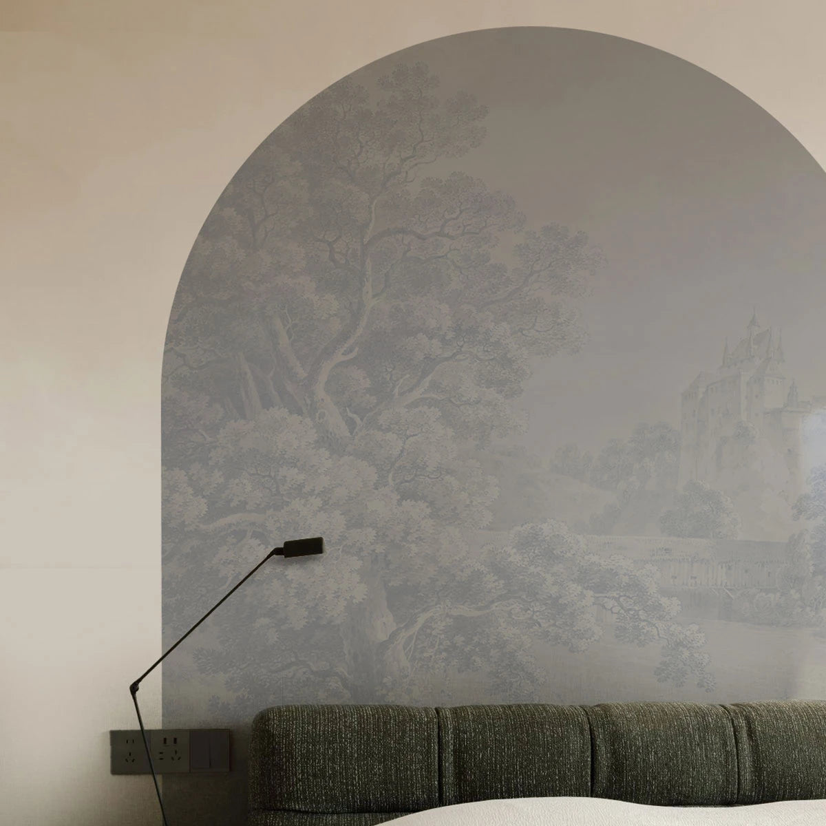 Mural flizelinowy w kształcie łuku GENTLE LANDSCAPE błękitny