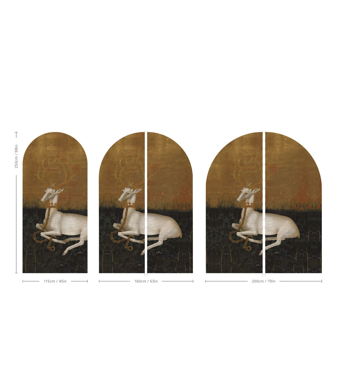 Mural flizelinowy w kształcie łuku MAJESTIC REST złoty z zielonym