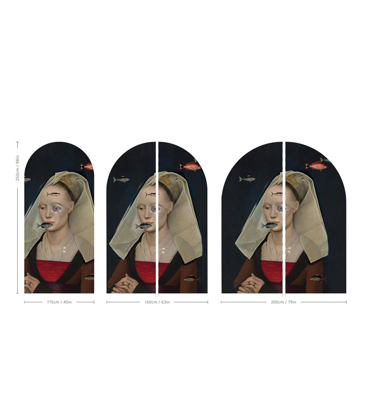 Mural flizelinowy w kształcie łuku NORDIC LADY granatowy