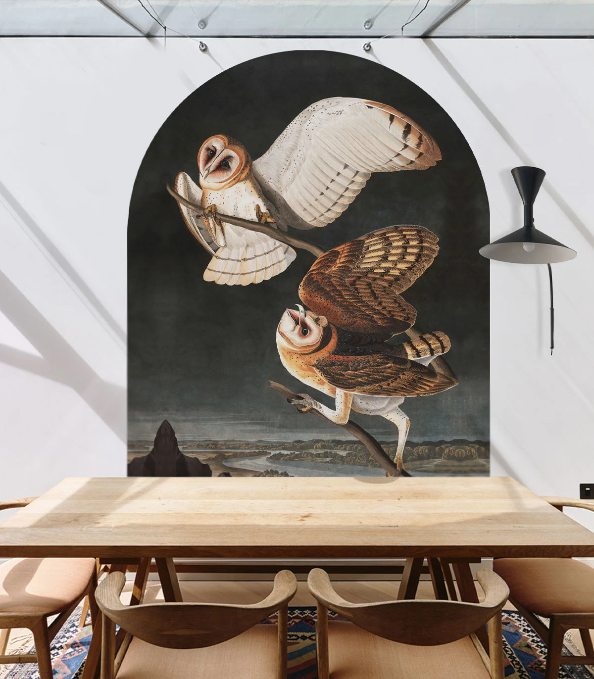 Mural flizelinowy w kształcie łuku OWLS ciemnoszary
