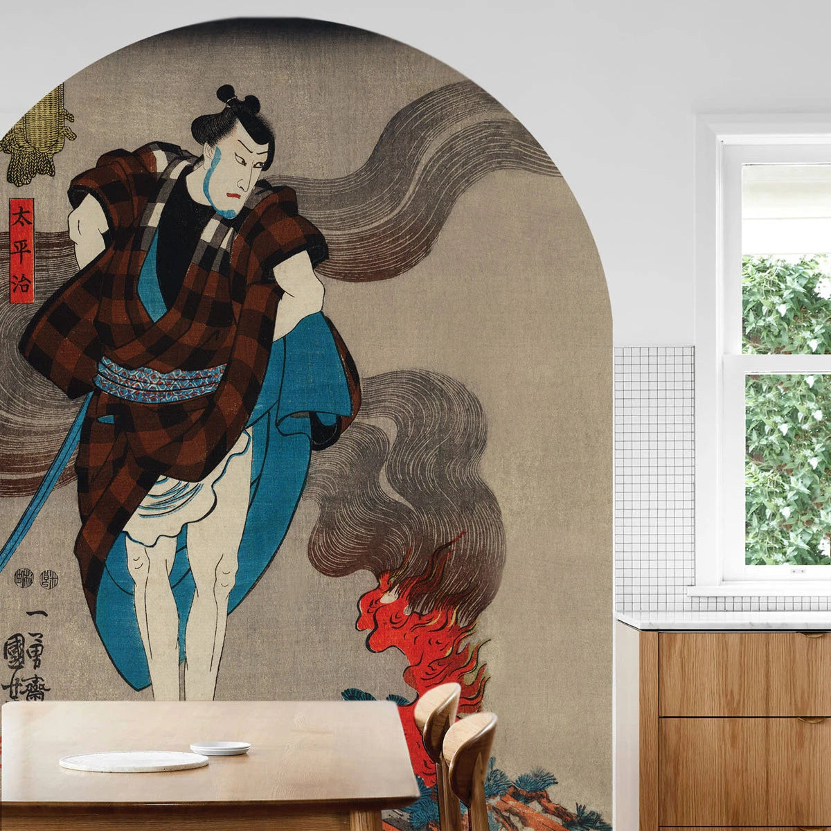 Vlies-Tapete in Bogenform SAMURAI SERENITY beige