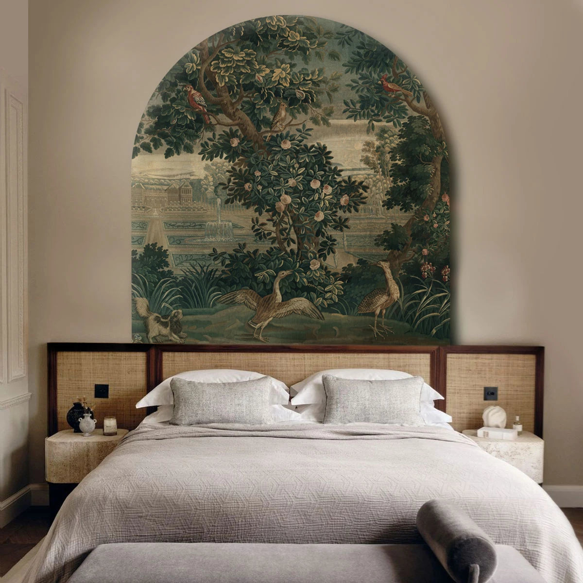 Mural flizelinowy w kształcie łuku VINTAGE GARDEN ARRAS zielony