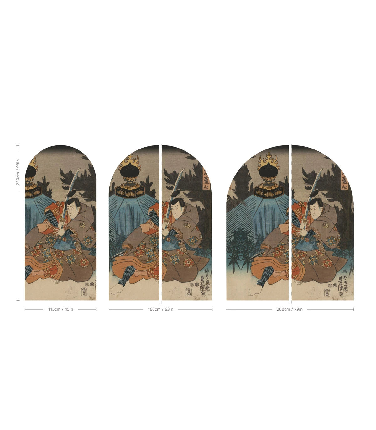 Mural flizelinowy w kształcie łuku WARRIOR ETHOS beżowy z niebieskim