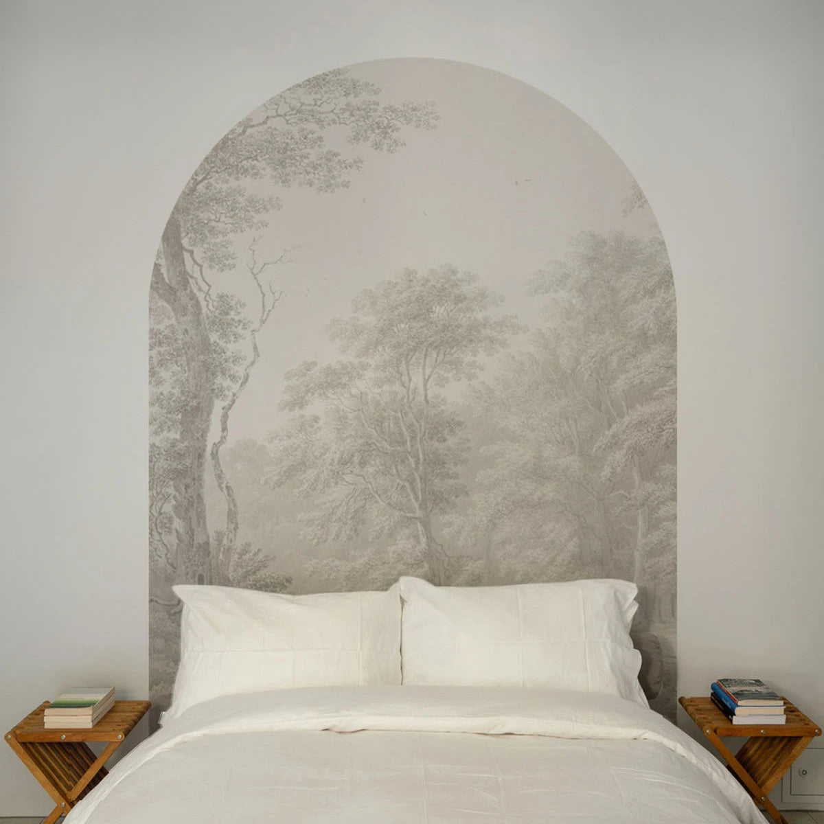 Mural flizelinowy w kształcie łuku WATERCOLOR GROVE beżowy
