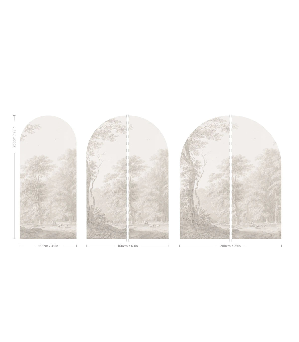 Mural flizelinowy w kształcie łuku WATERCOLOR GROVE beżowy