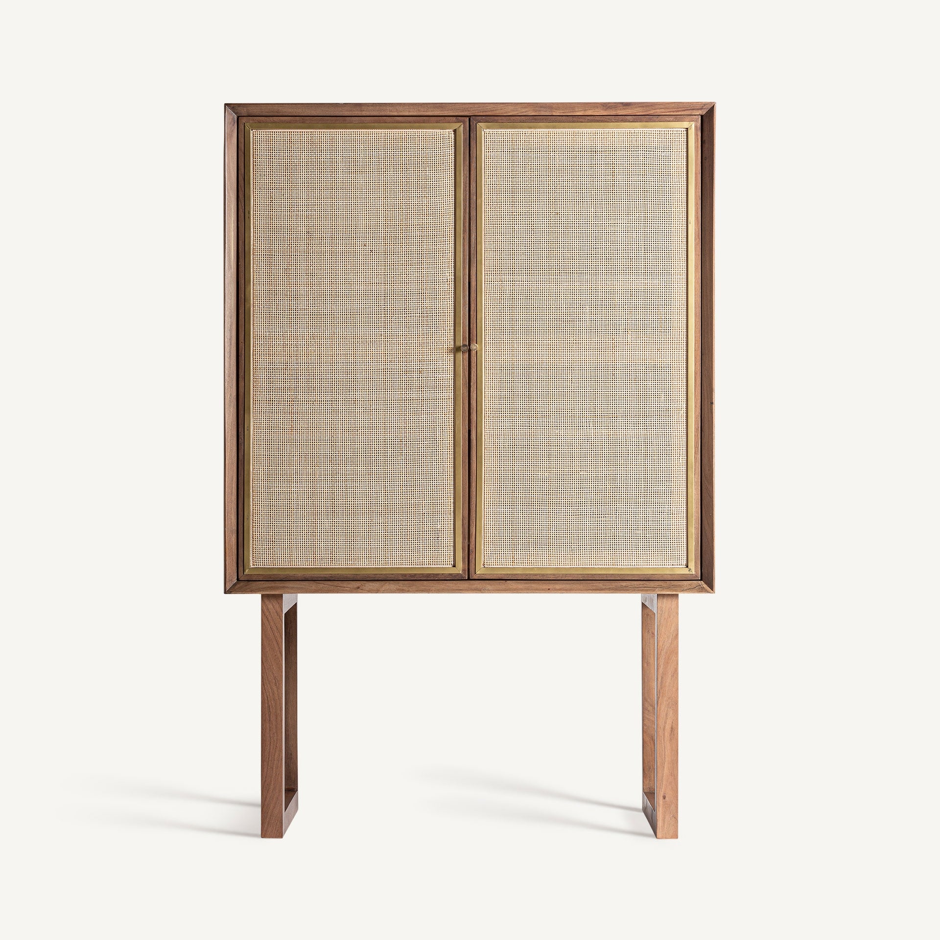Kleiderschrank GONDORF aus Mangoholz mit Rattan