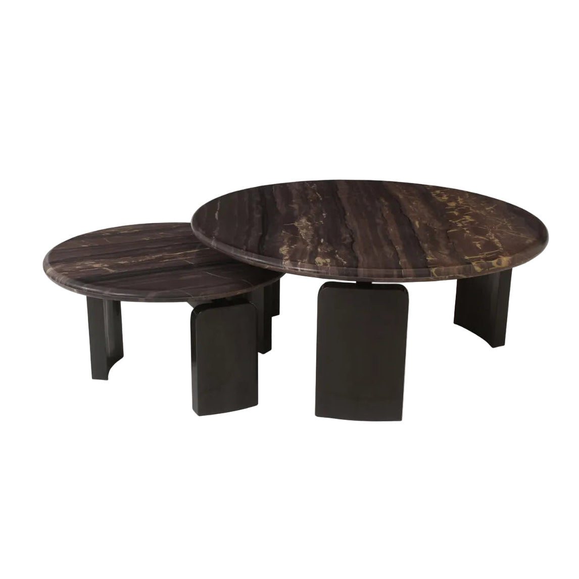 Zestaw stolików kawowych MENTON brązowy marmur z czarnym – Richmond Interiors