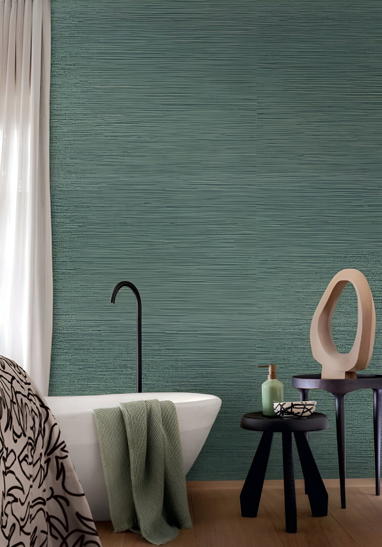 Structural wallpaper imitating canvas OCCITAN - EMERAUDE emerald