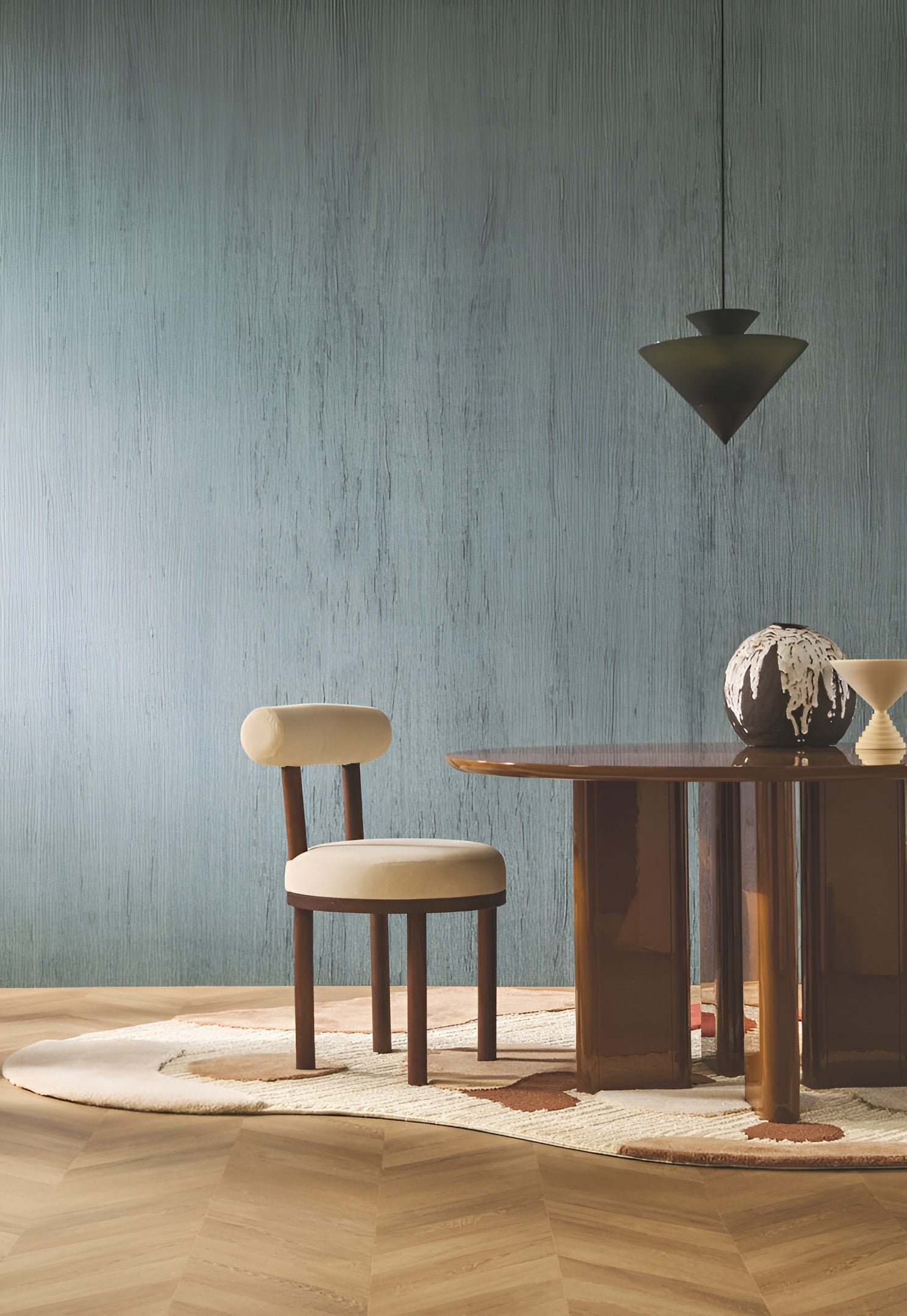 Non-woven textile structural wallpaper LINON - PIERRE BLEUE blue