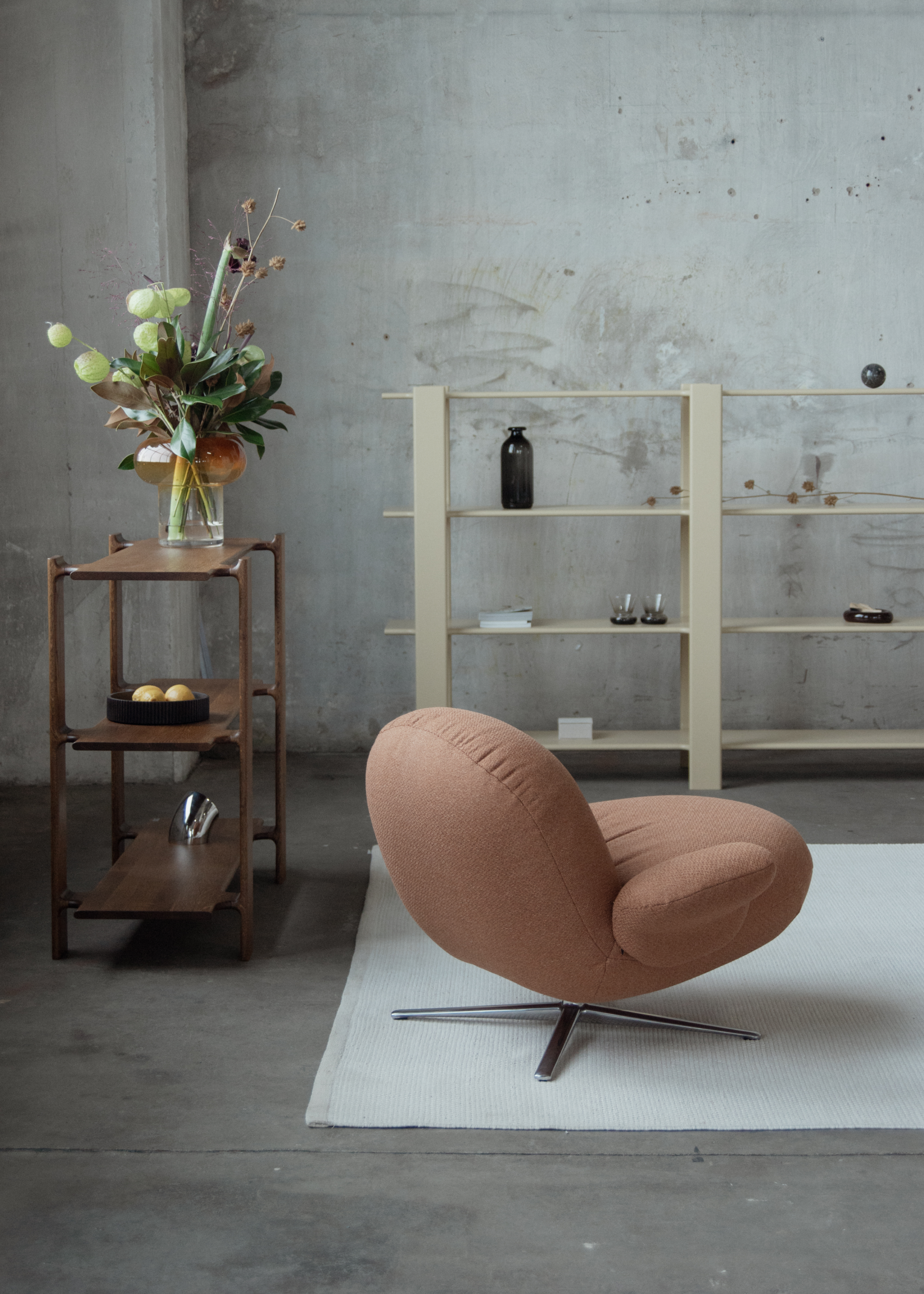 BAOZA Green Armchair with Aluminum Base