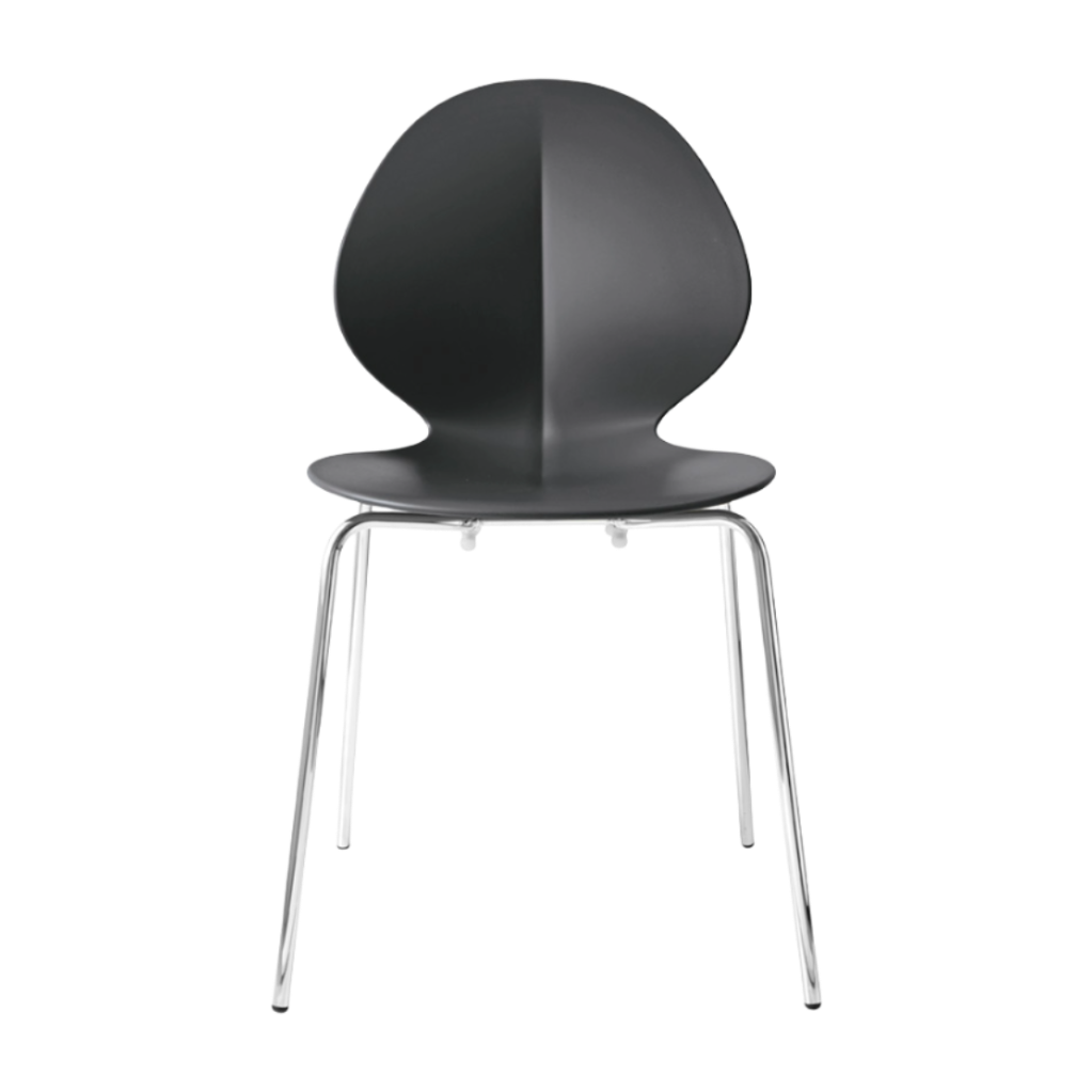 BASIL chair with gray seat and chrome metal base