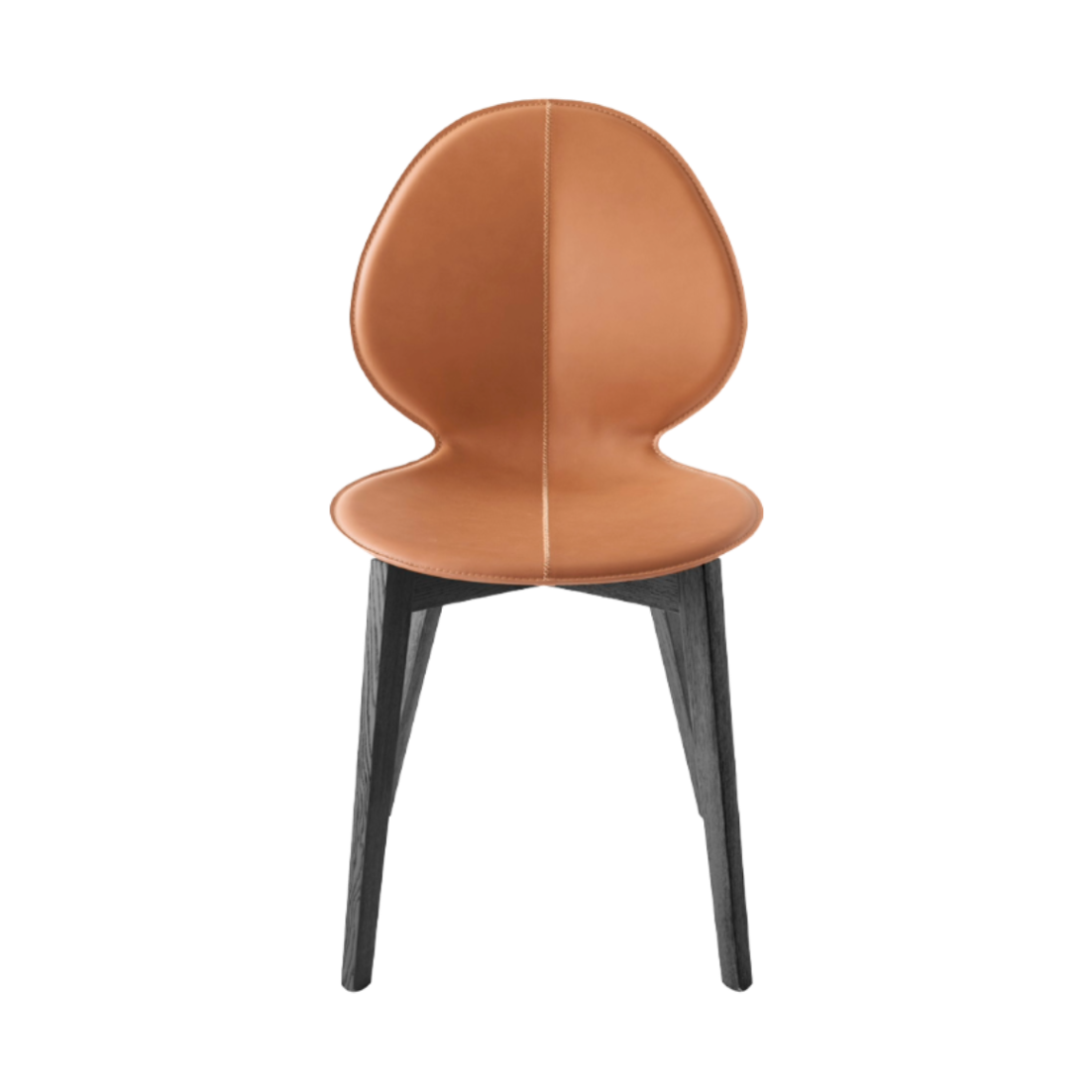 Stuhl BASIL mit braunem Sitz und schwarzem Holzgestell