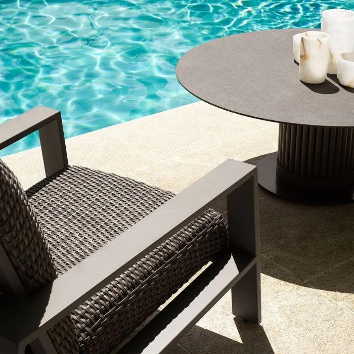 BELLE VUE Gray Rattan Outdoor Armchair