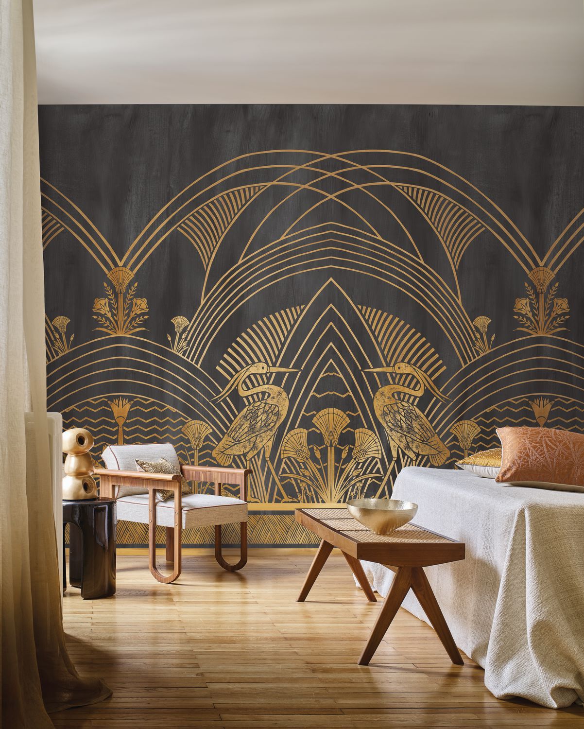 Beige ELEPHANTINE Mural with Gold