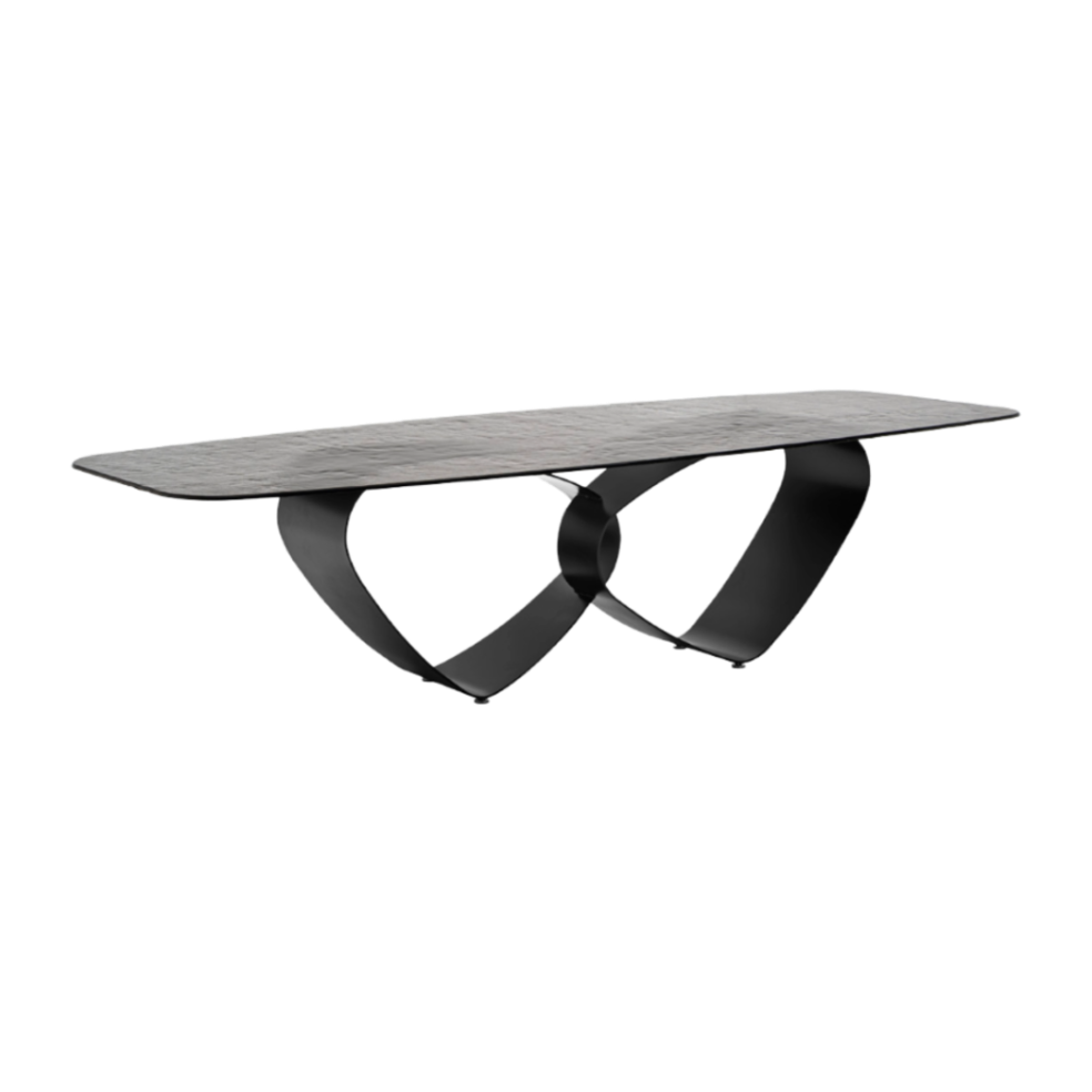 Tisch BREEZE mit Glasplatte und schwarzem Gestell