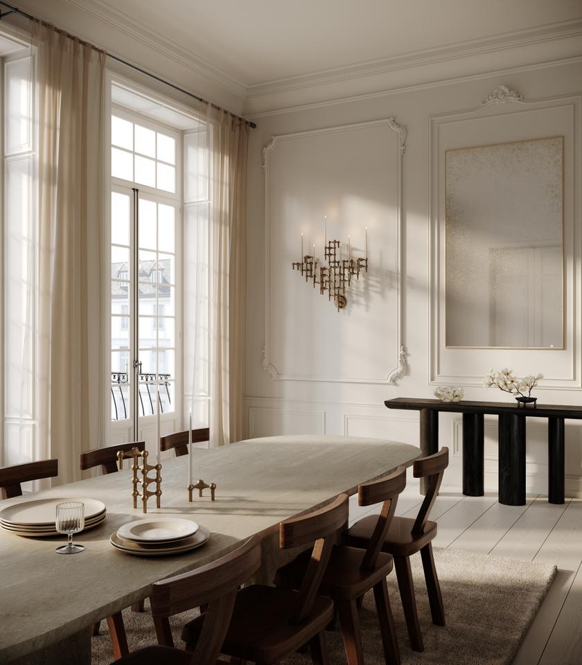 Wandkerze STOFF NAGEL brüniertes Messing