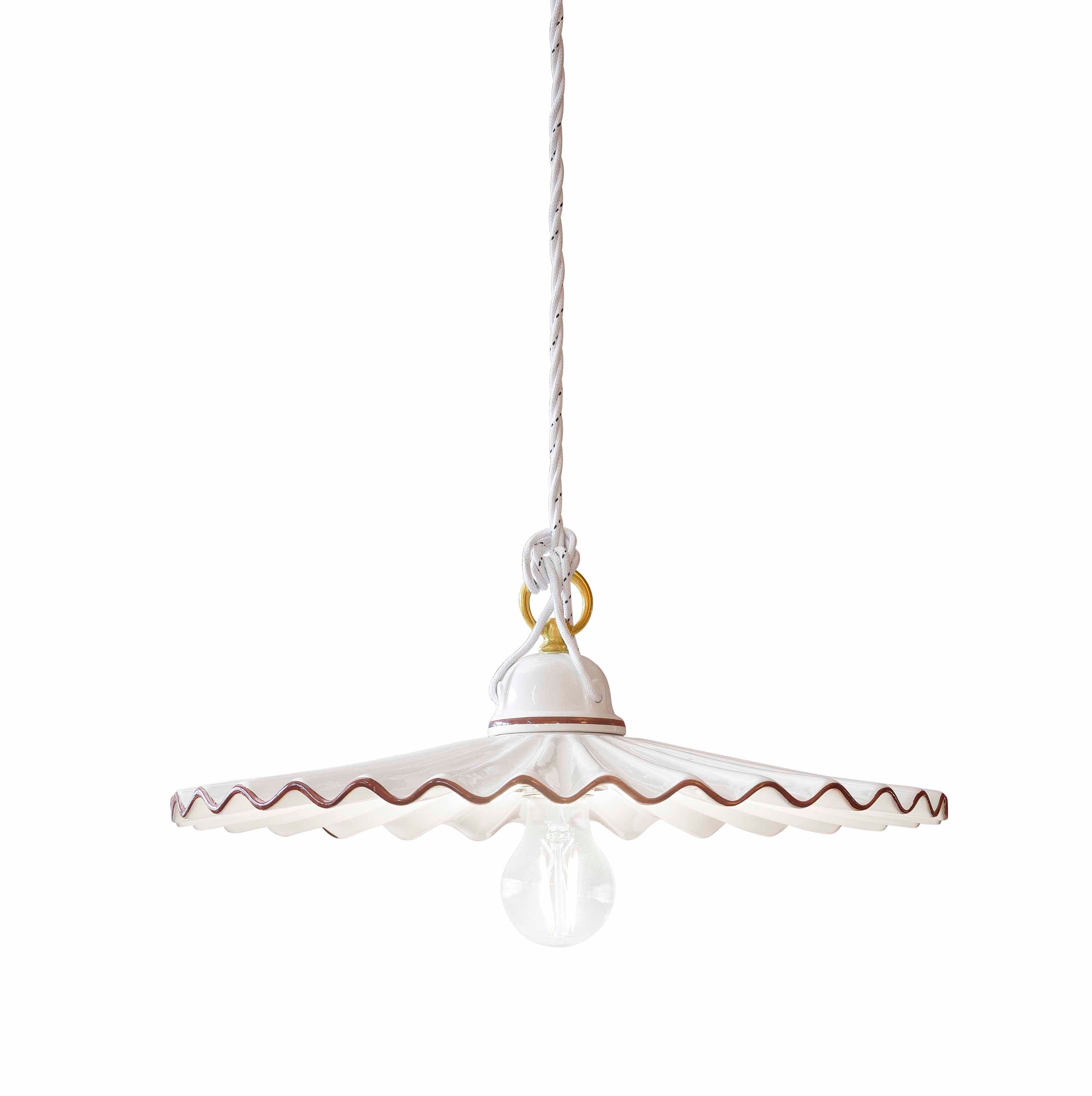 Lampa wisząca ceramiczna L’AQUILA biały z mokka i mosiężnym wykończeniem
