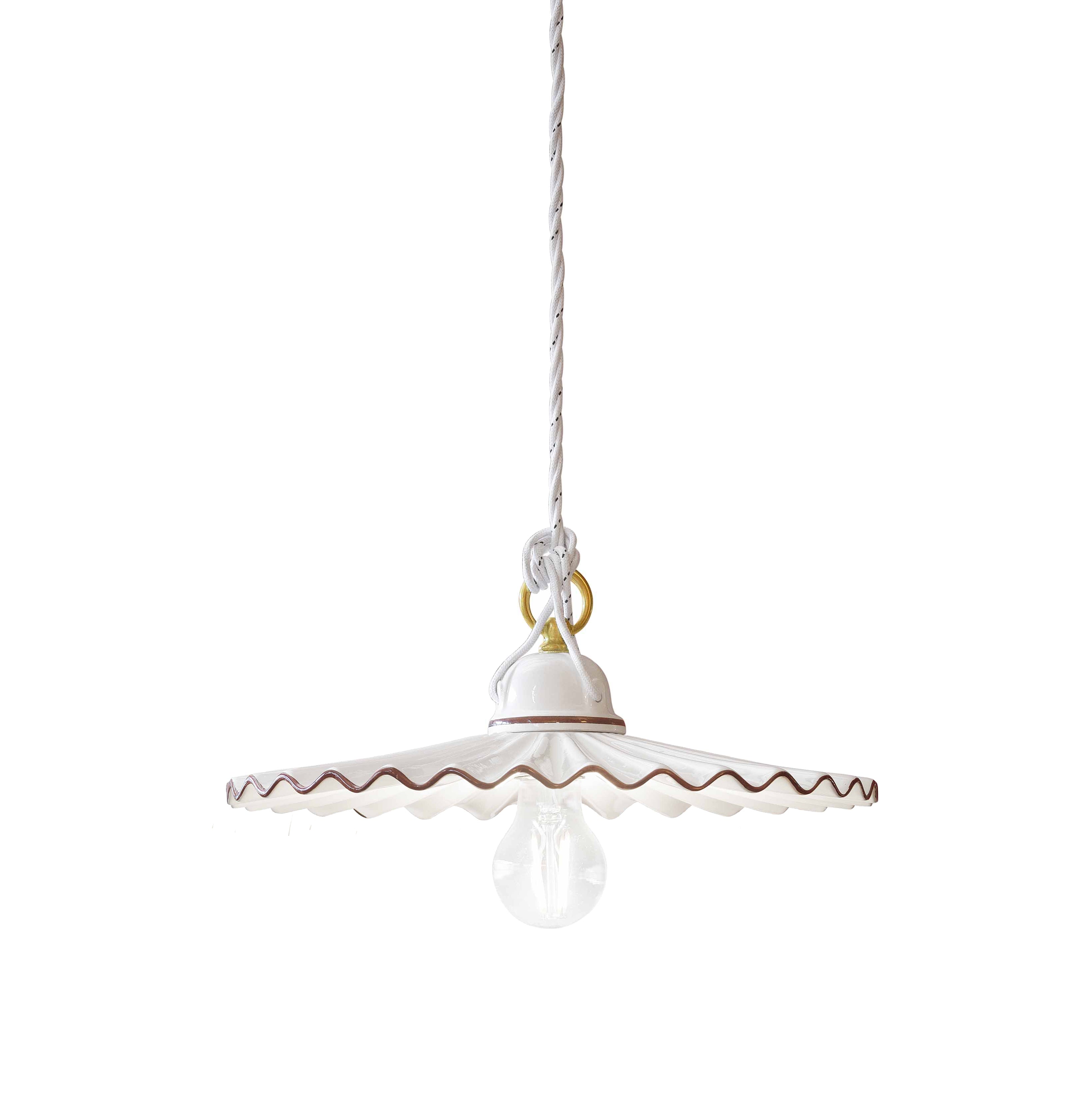Lampa wisząca ceramiczna L’AQUILA biały z mokka i mosiężnym wykończeniem