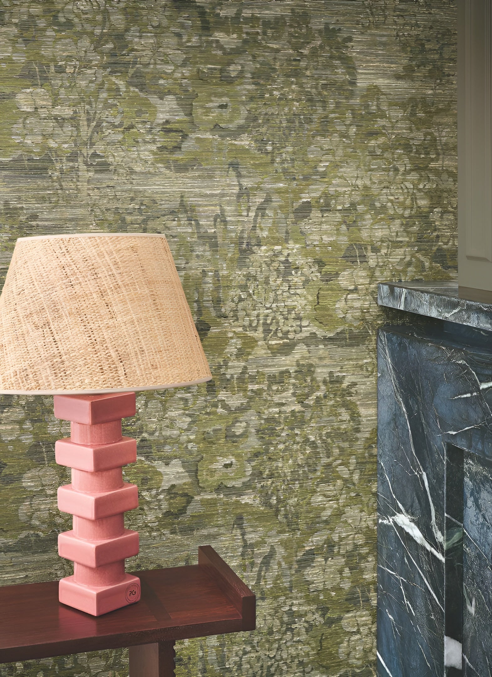 Tapeta tekstylna strukturalna z roślinnym wzorem VERDURE - VERT zielony