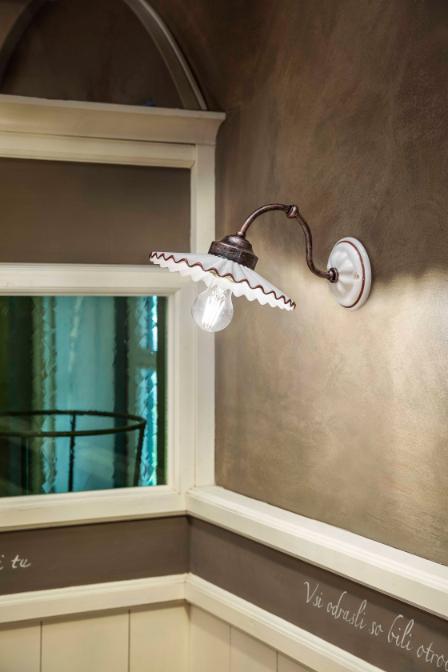 Lampa ścienna ceramiczna L’AQUILA biały z mokka i antycznym miedzianym