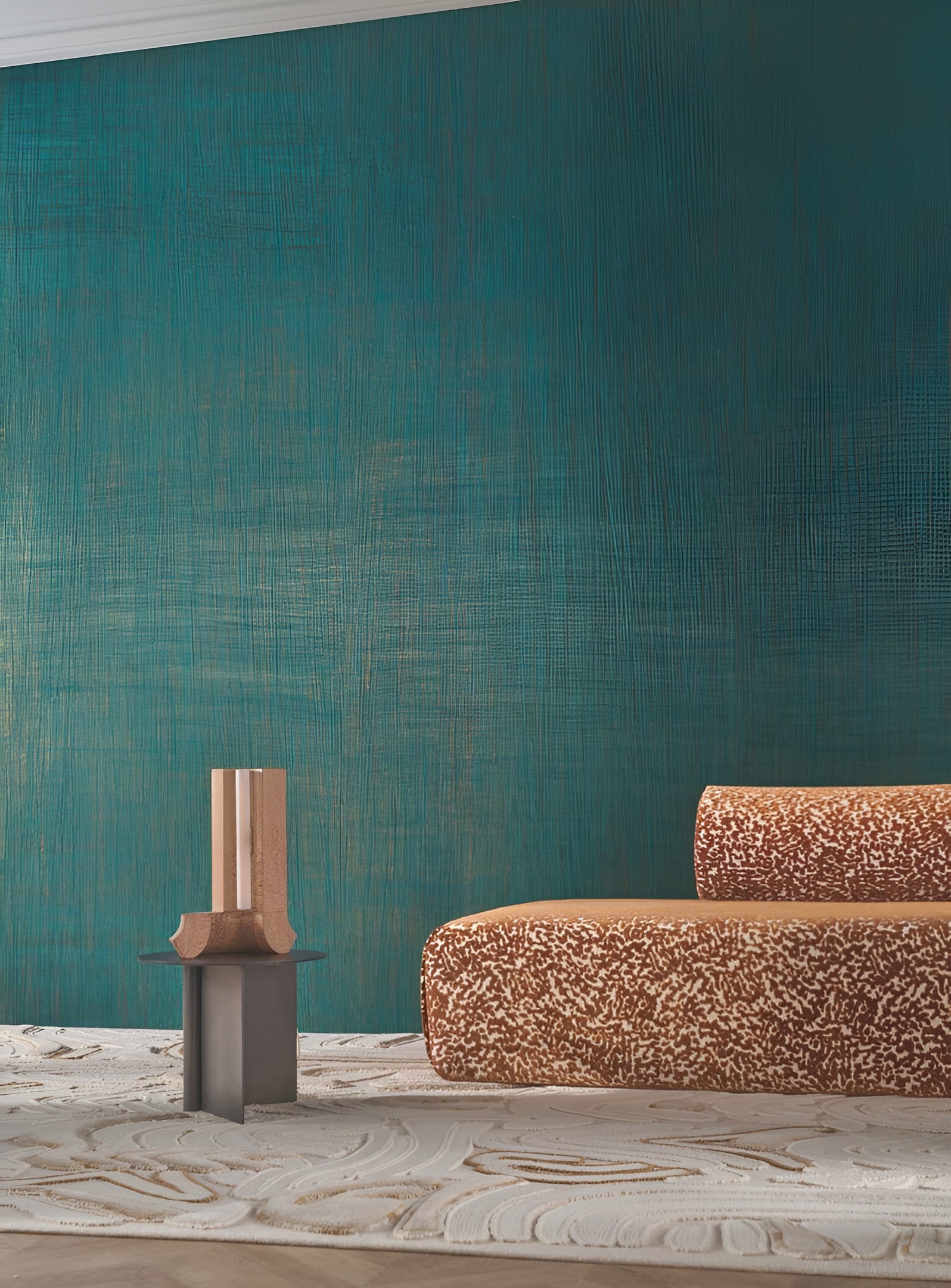 Pleated structural textile wallpaper RAI - SABLE sand