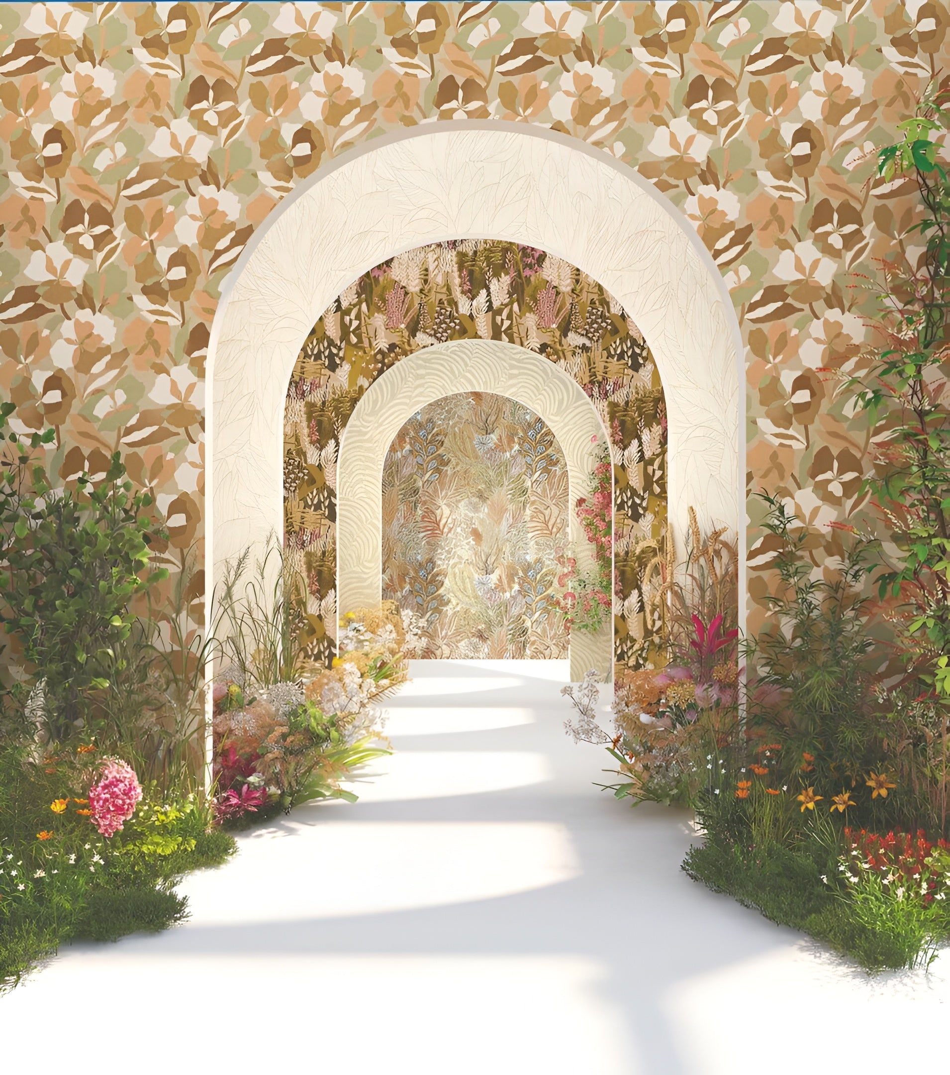 Tapeta flizelinowa z motywem roślinnym ERICA - VERT MOUSSE/BLUSH brzoskwiniowy