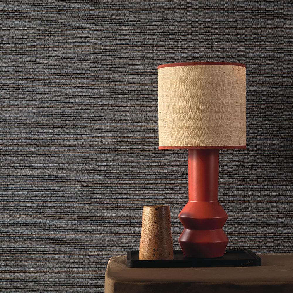 Structural wallpaper imitating plant canvas PANDAN - PAON muted green