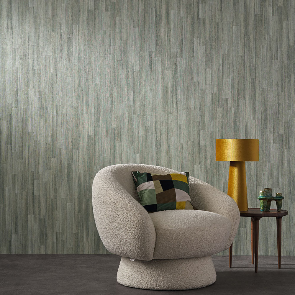 Strukturierte Tapete, die Holzplanken aus SAPELLI imitiert - TAUPE MALANGE taupe