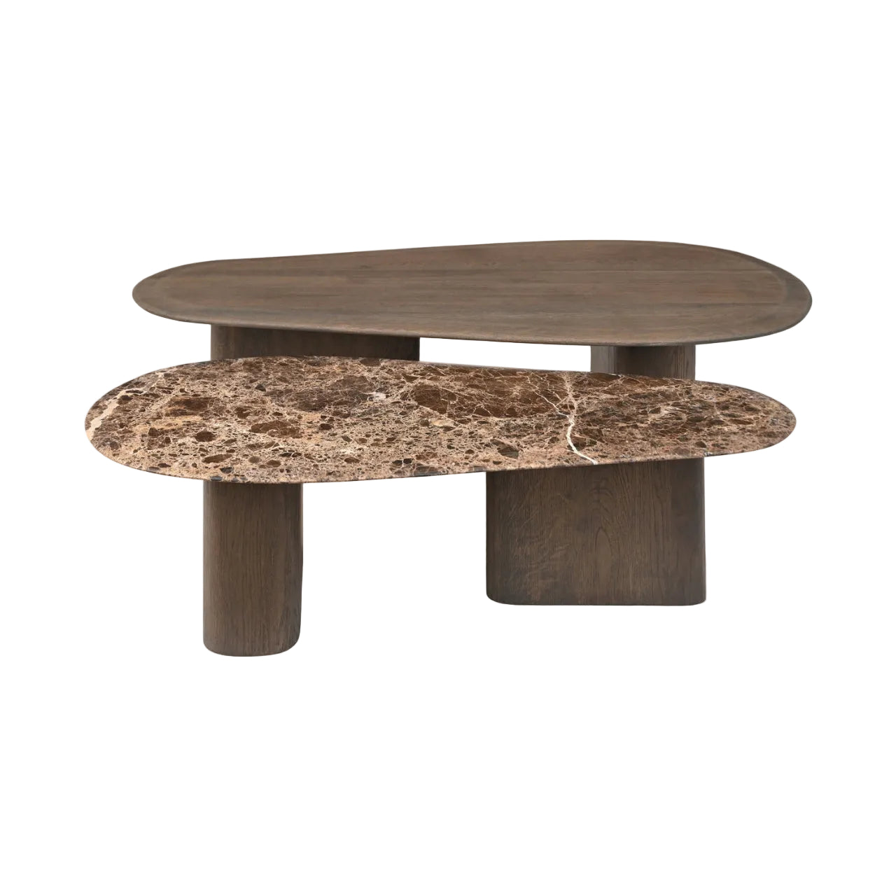 CASTELLO Coffee Table Set in Brown with Marble Top