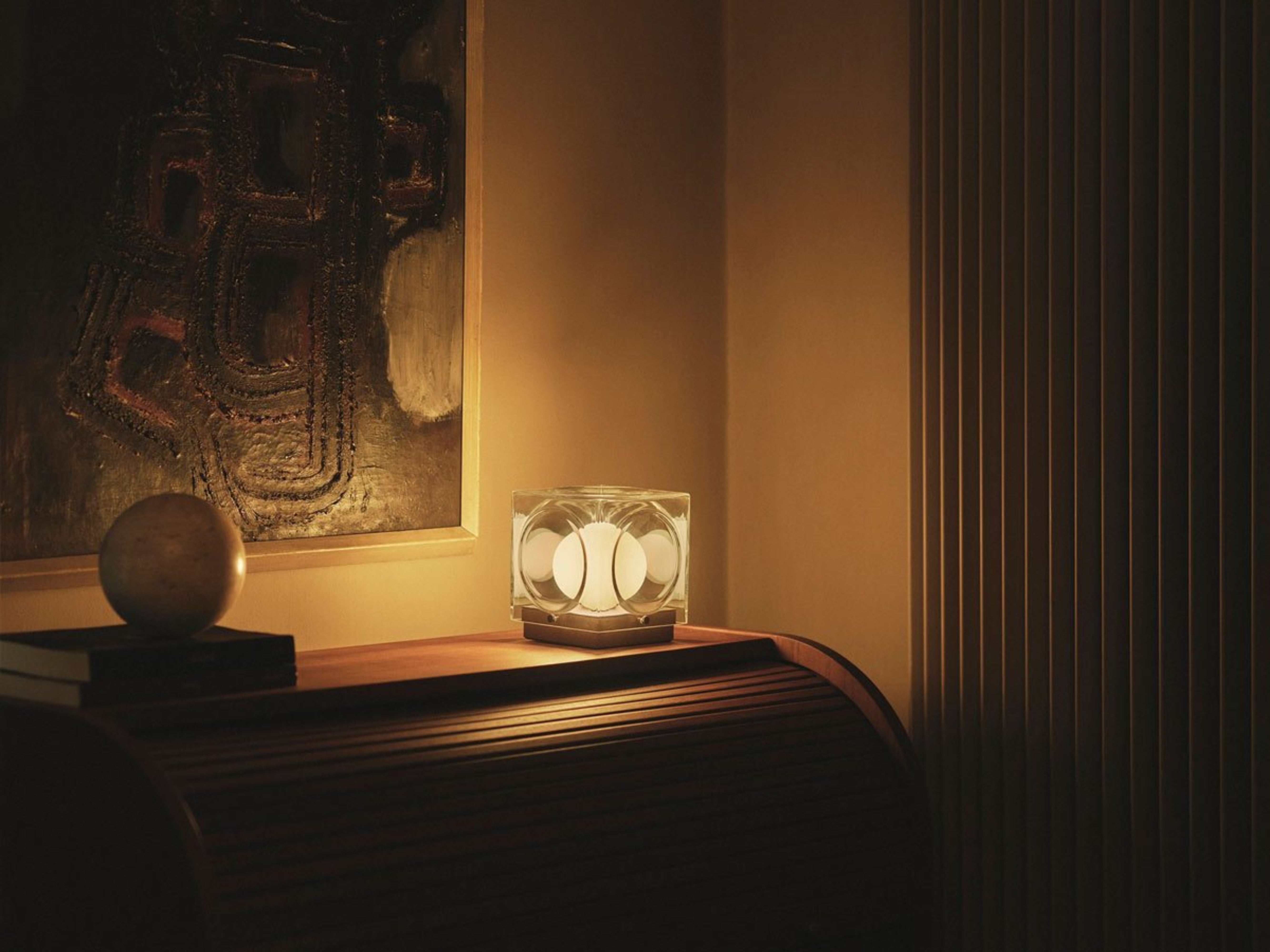 Lampa przenośna CHANT szklany klosz ze srebrną podstawą