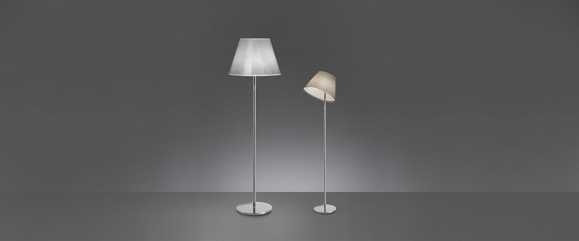 CHOOSE floor lamp with parchment shade and chrome base