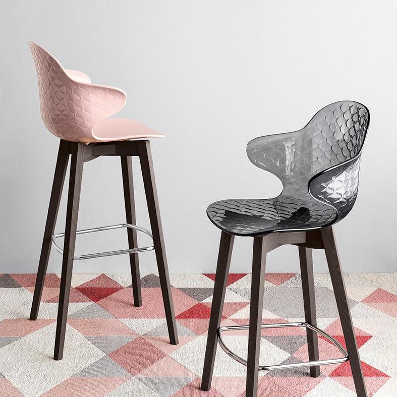 Bar Stool SAINT TROPEZ with Transparent Seat and Dark Wooden Base
