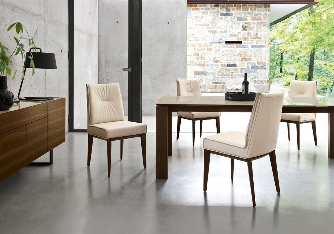 Stół rozkładany OMNIA beżowy blat z orzechową podstawą