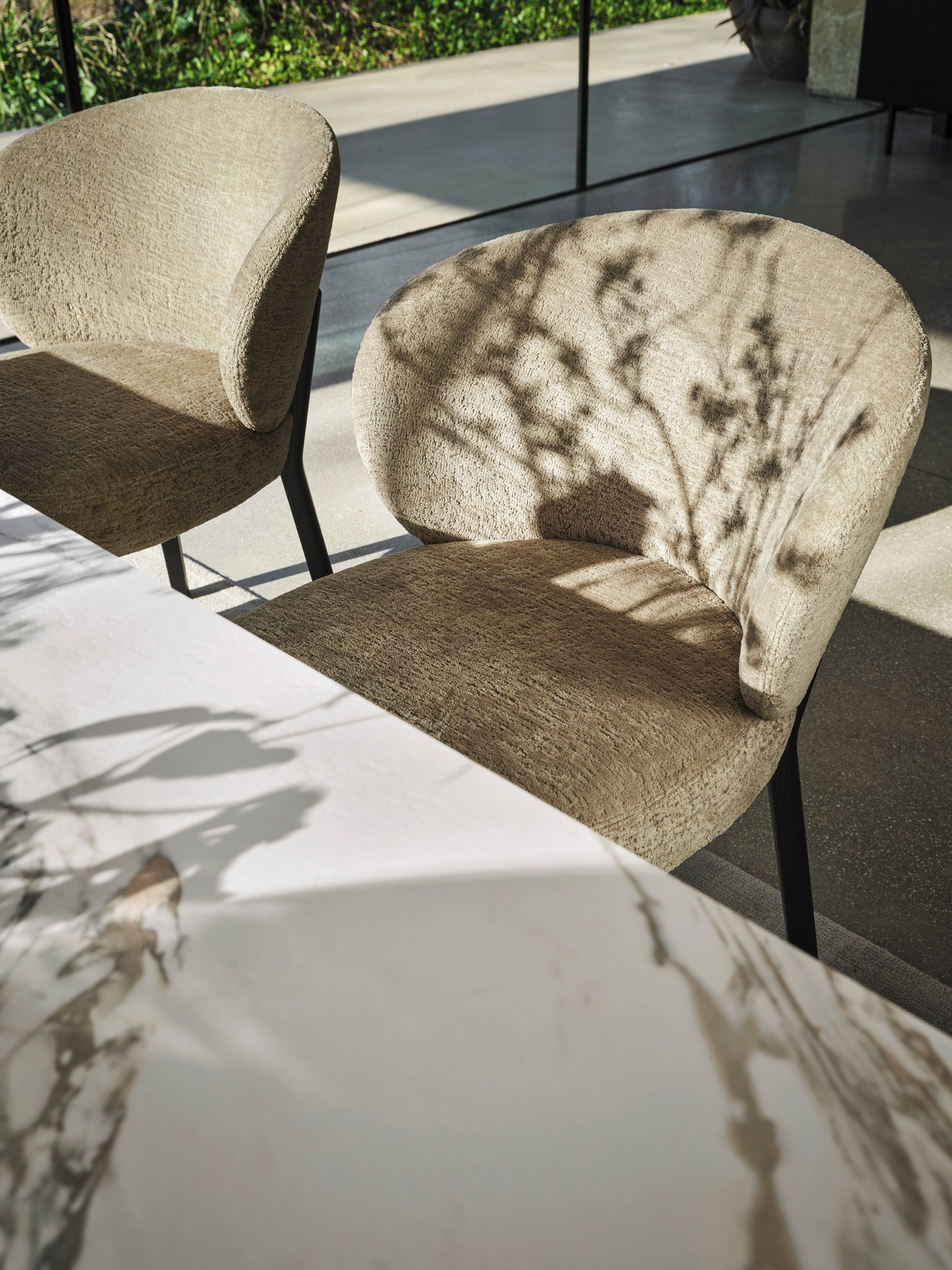 Upholstered MARA Chair with Walnut Base