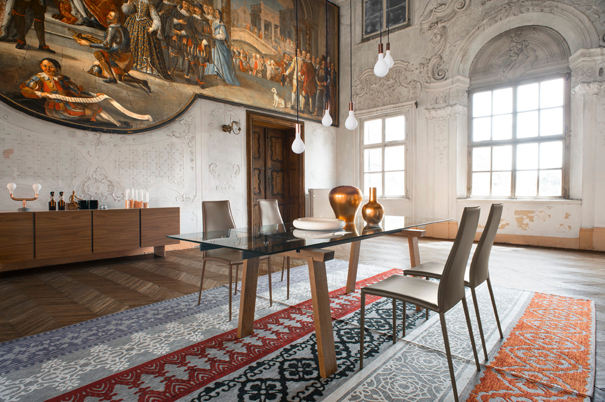 Stół rozkładany LEVANTE szklany blat z grafitową podstawą