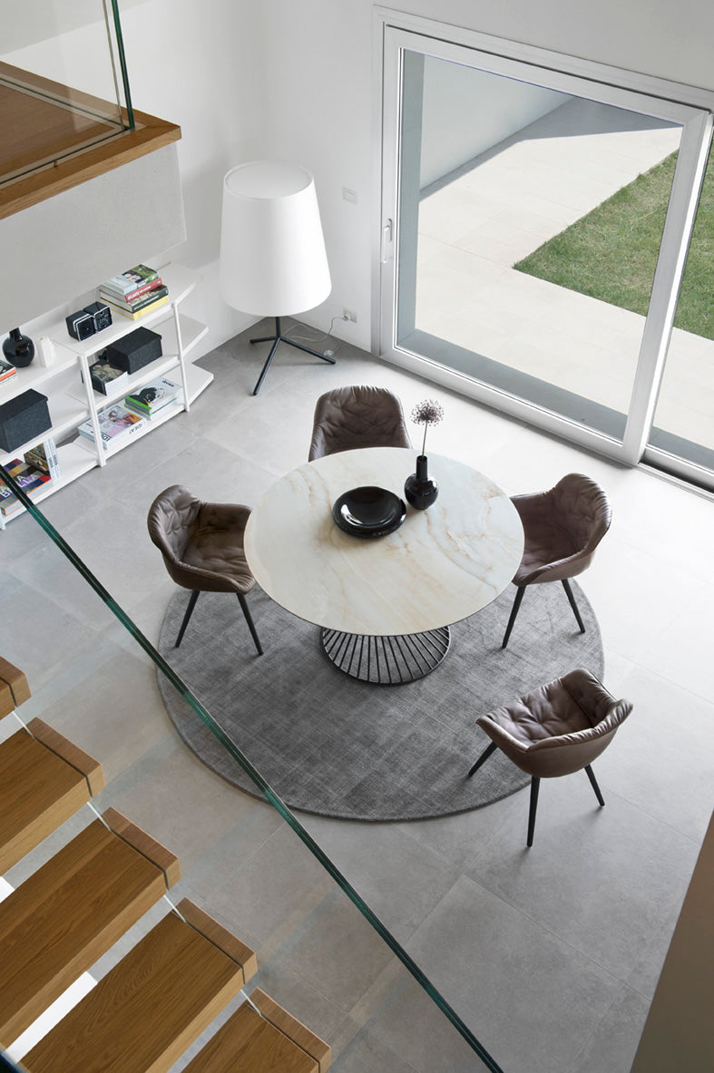 Round Table VORTEX with Cream Top and Brown Base