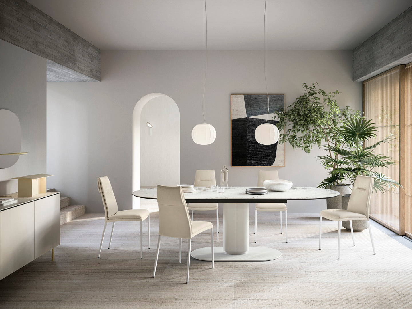 CARMEN upholstered chair with a black base