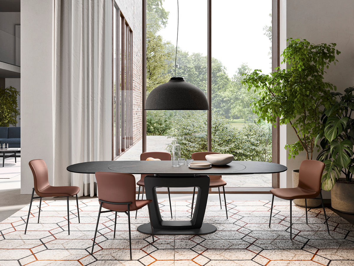 LOVE upholstered chair with a black base