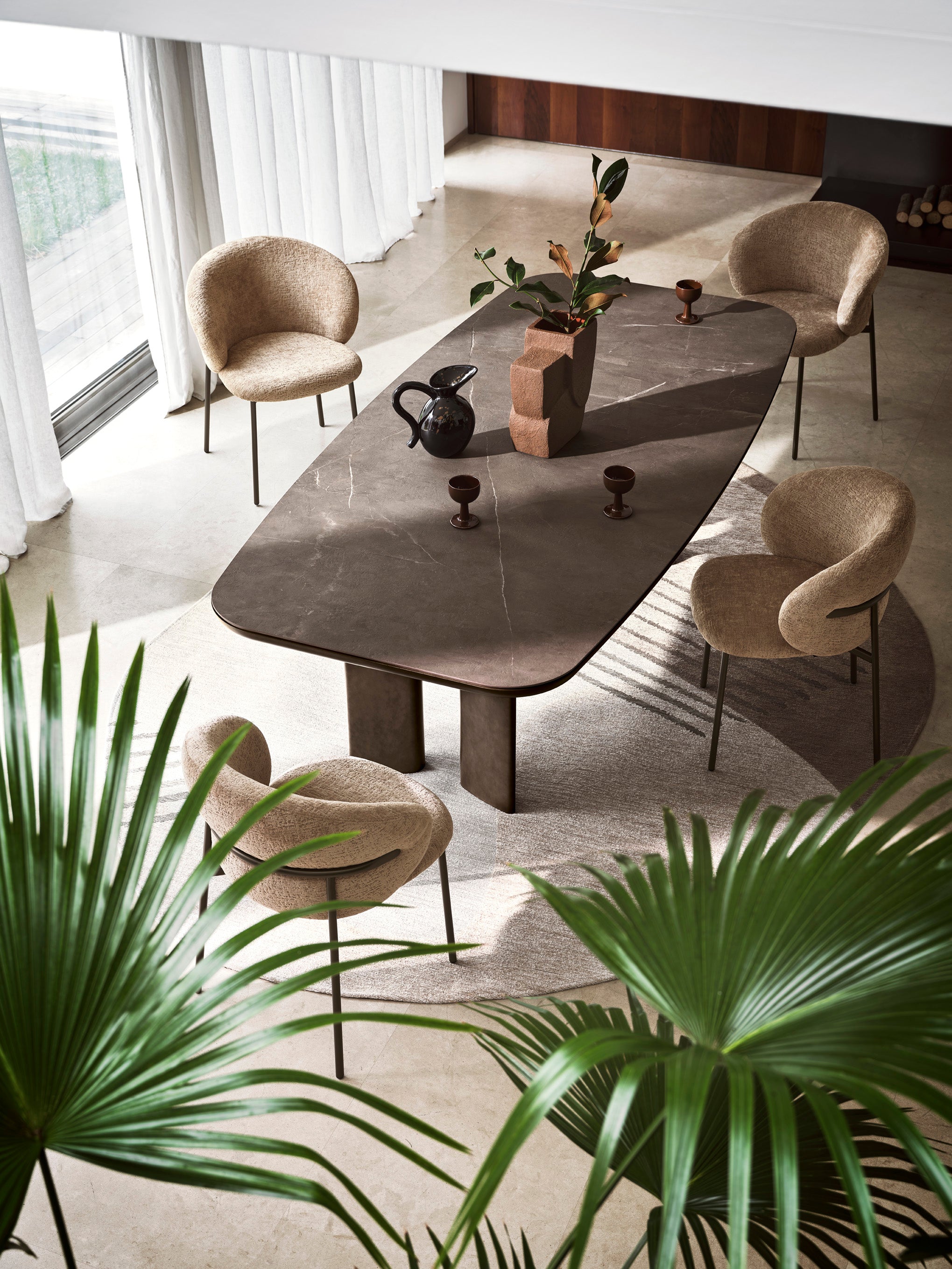 Stół SANDY brązowy blat z brązową szczotkowaną podstawą