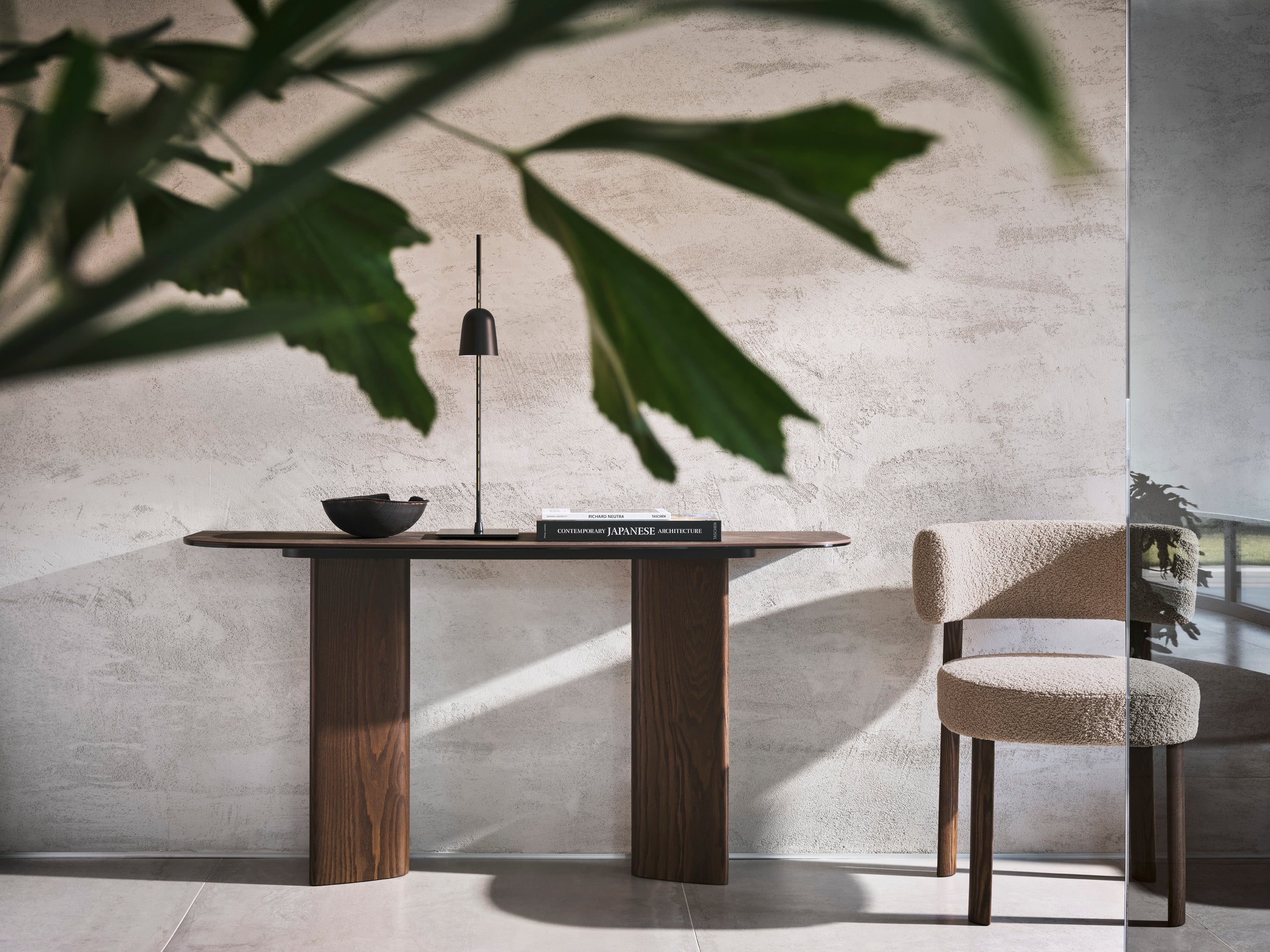 SANDY Console Black Ceramic with Black Wooden Base