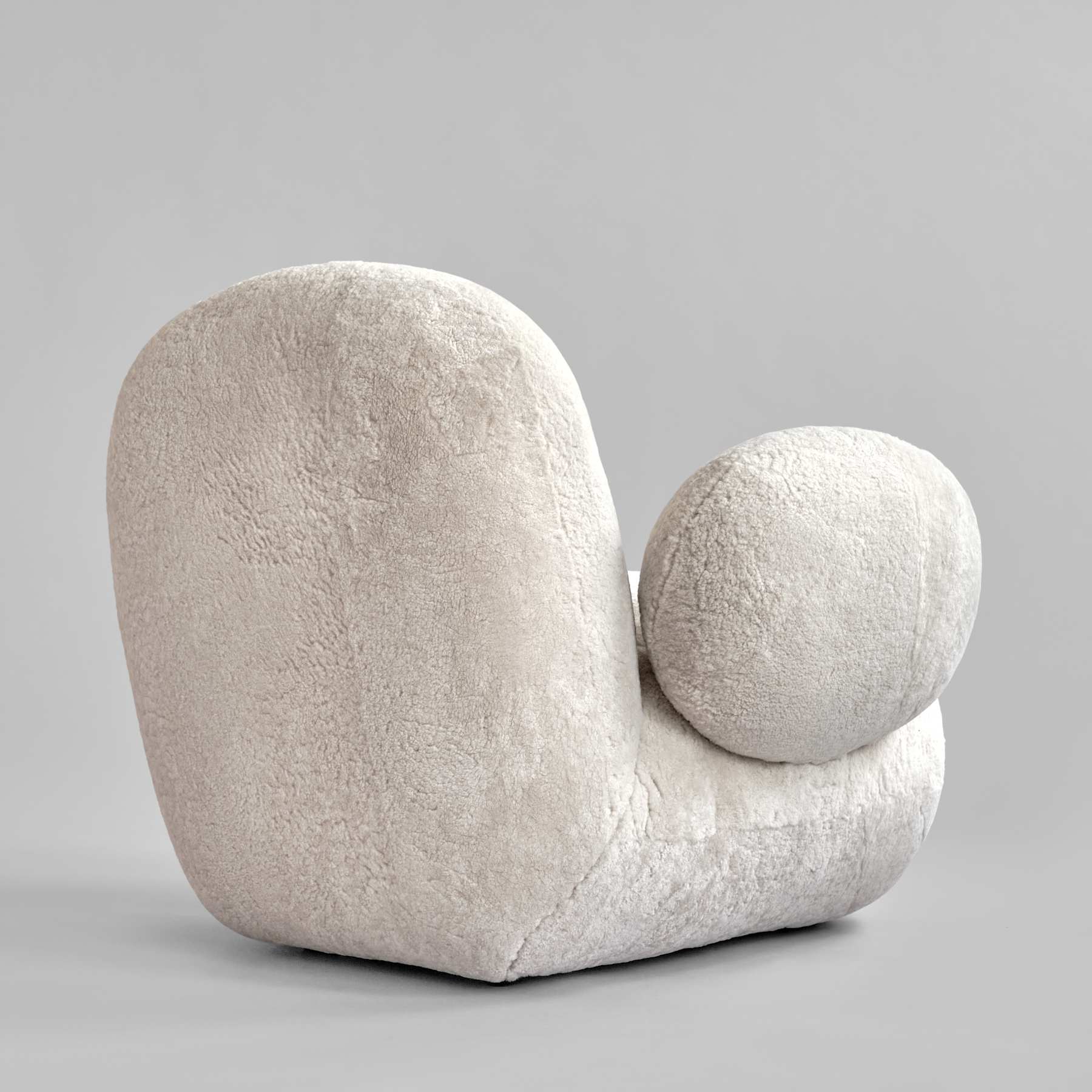 Fotel w tkaninie Sheepskin TOE FLAT złamana biel