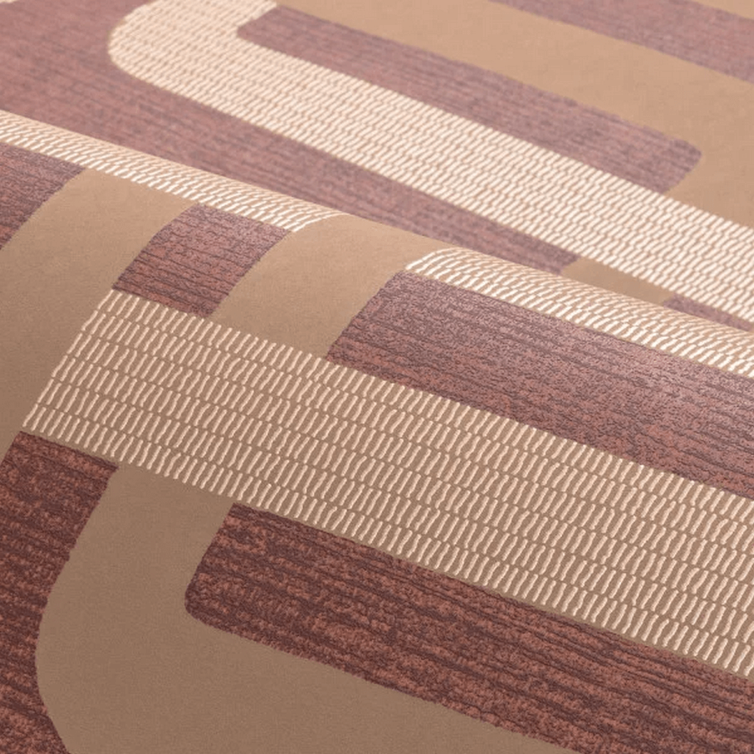 Tapeta z geometrycznym wzorem MATJARA - TERRACOTTA/CUIVRÉ bordowy