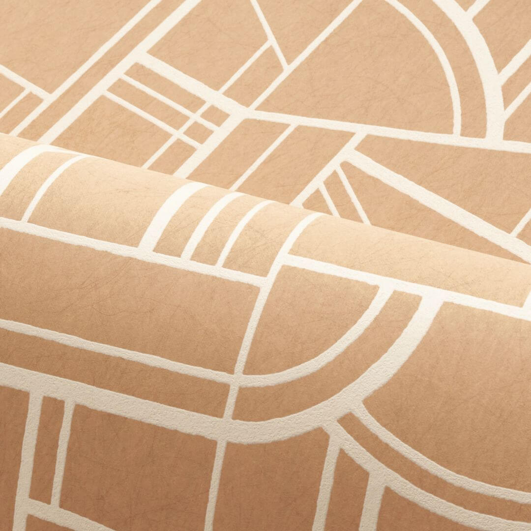 Tapeta metaliczna z geometrycznym wzorem CINÉTIQUE - NUDE ciepły beżowy