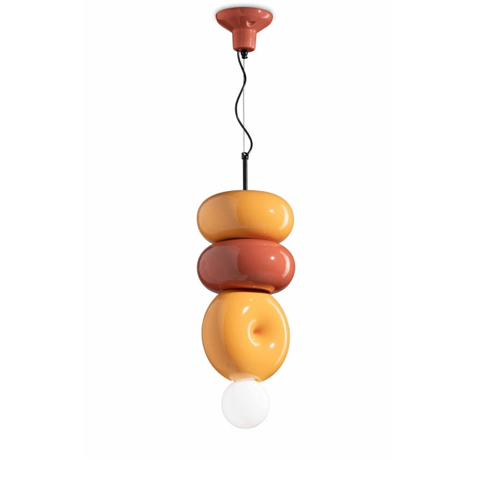 Lampa wisząca ceramiczna BUMBUM żółty z pomarańczowym