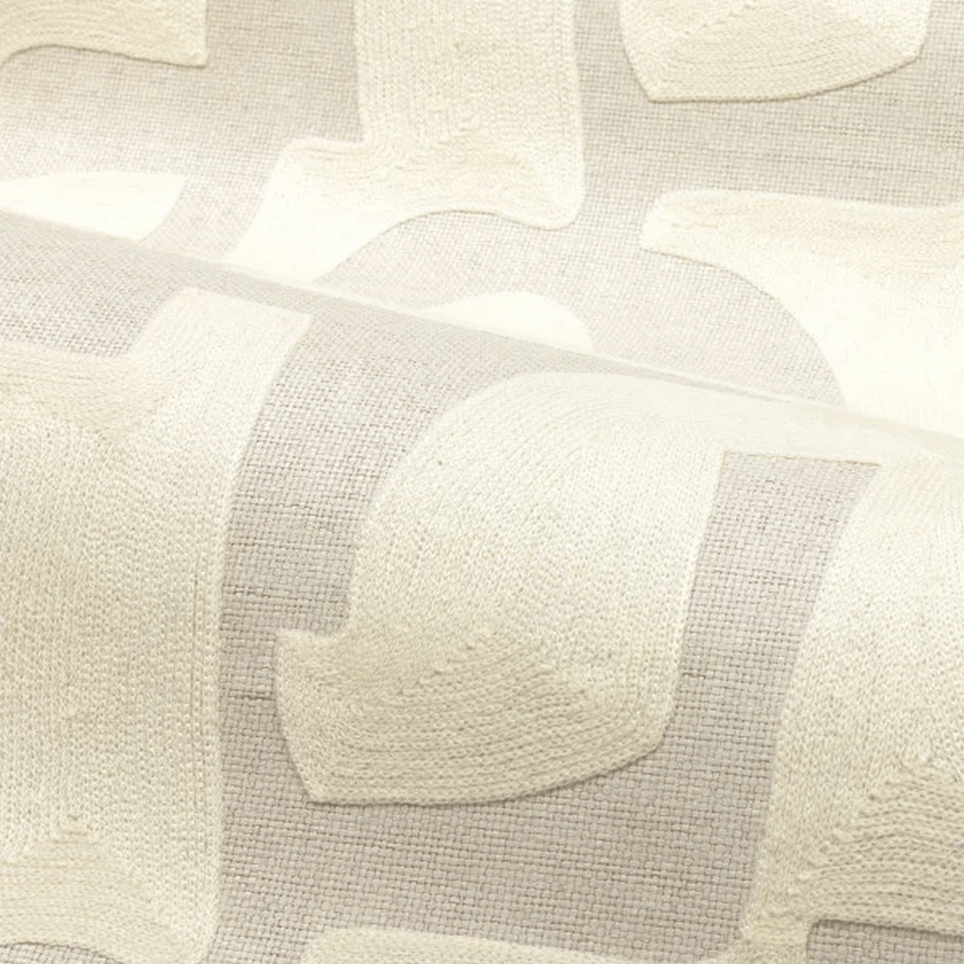 Tapeta haftowana ze wzorem geometrycznym SONATE - IVOIRE GRÈGE kość słoniowa z beżem